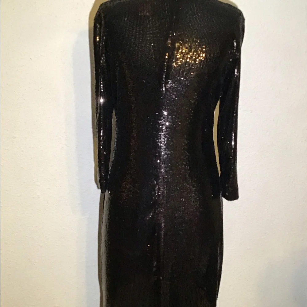 Tory Burch womens black sequins crew neck dress size medium